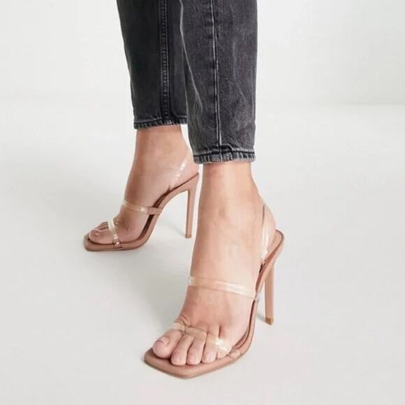 Steve Madden Gracey Strappy Stiletto Sandals Clear/Nude size 11 M - Picture 3 of 14